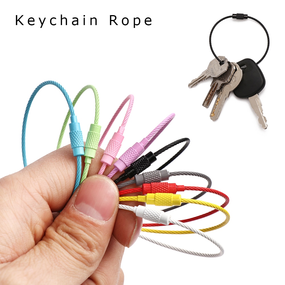  Mini Skater 12Pcs Key Ring Keychain 5.3 Stainless Steel Wire  Keychain Cable Loop Screw Lock Rope Heavy Duty Luggage Tags Loops Tag  Keepers 2mm Cable Key Ring for Luggage Tag, Keys